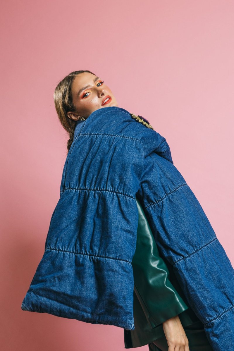 452SC90 Puffy Scarf Blue – Sciarpe e Scialli – Cycle - immagine 5