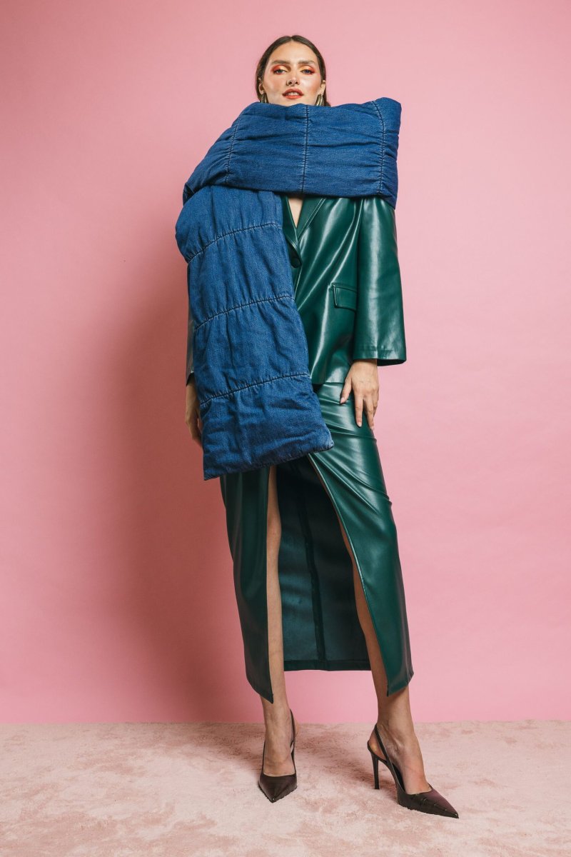 452SC90 Puffy Scarf Blue – Sciarpe e Scialli – Cycle - immagine 7