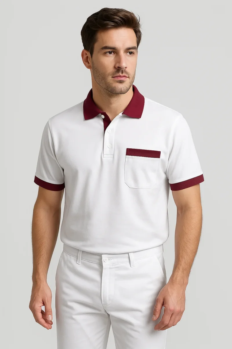 Polo unisex “BSC” bianca con taschino - immagine 4