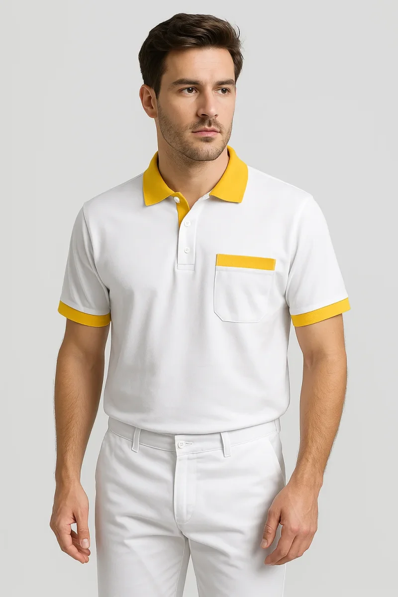 Polo unisex “BSC” bianca con taschino - immagine 5