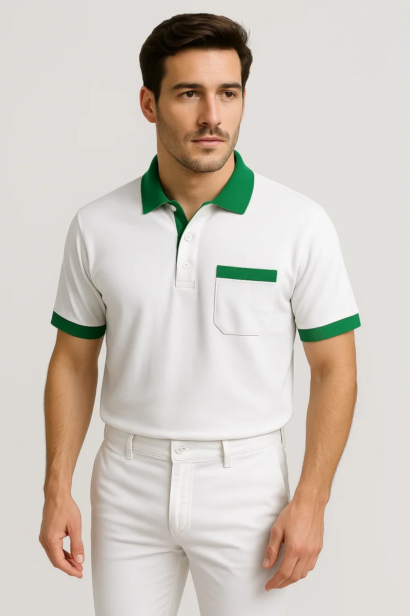 Polo unisex “BSC” bianca con taschino - immagine 6