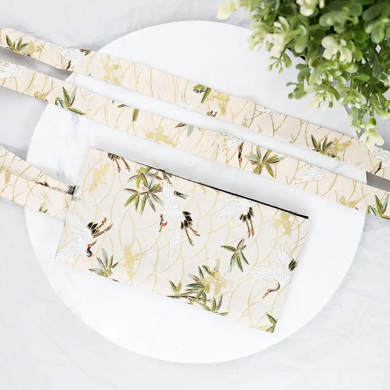 Cintura Obi beige con gru - immagine 2