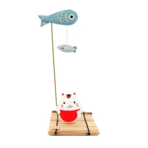 Gatto Chirimen Statuetta giapponese