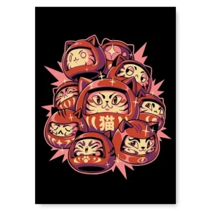 Gatto Daruma Poster giapponese