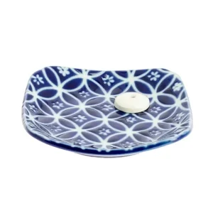 Portaincenso in ceramica blu con motivo Shippoh