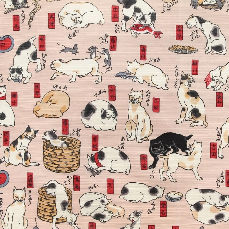 Tessuto Furoshiki Giapponese Grande Con Gatti - 70x70 cm - immagine 4