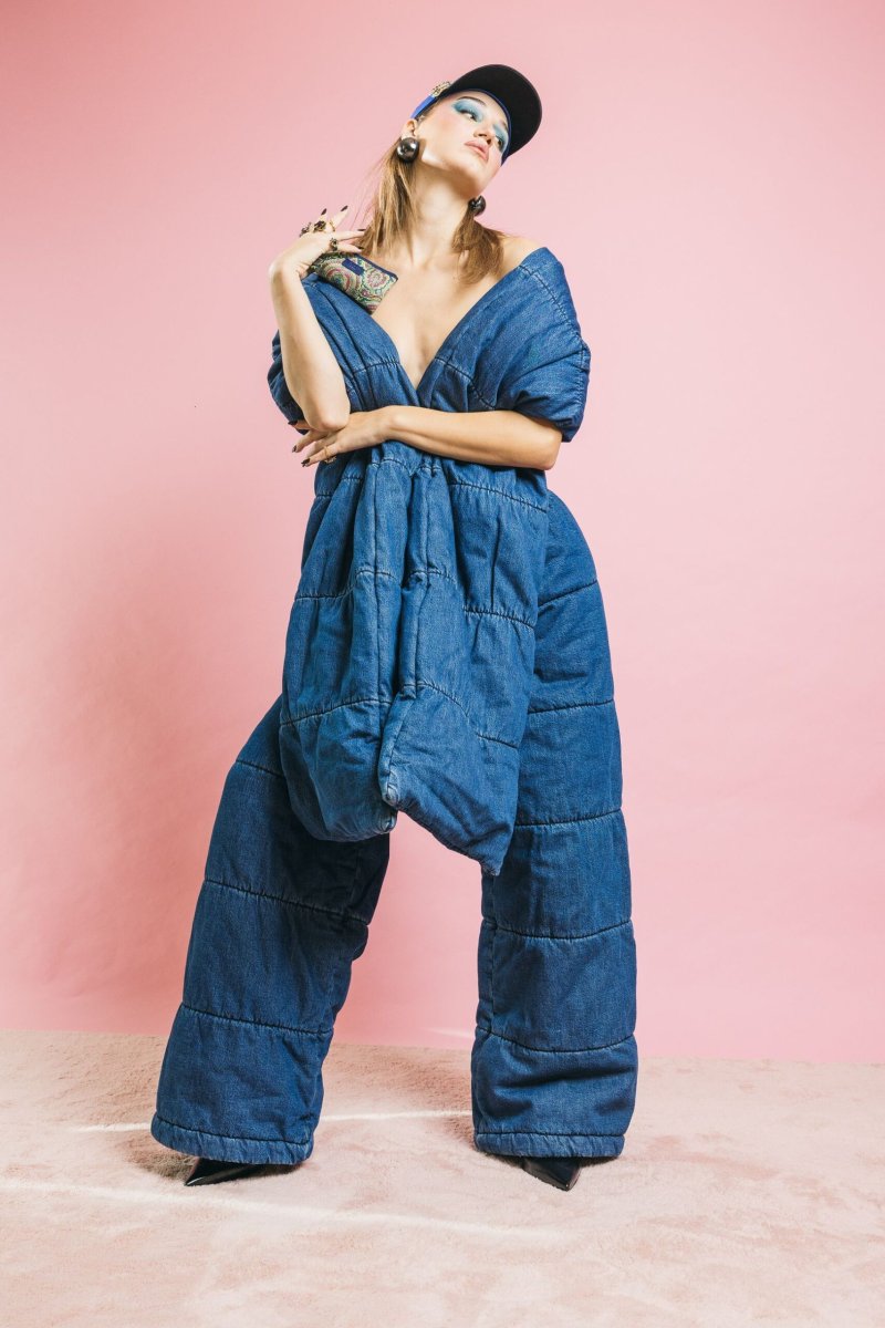 452SC90 Puffy Scarf Blue – Sciarpe e Scialli – Cycle - immagine 3